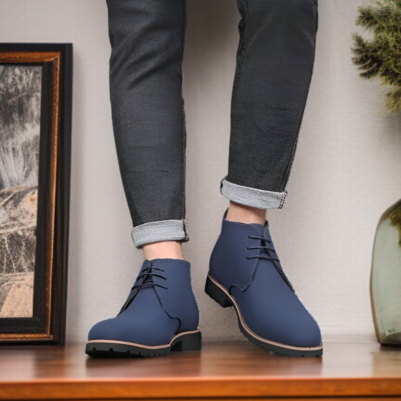 秋のメンズスエードブーツ全体画像