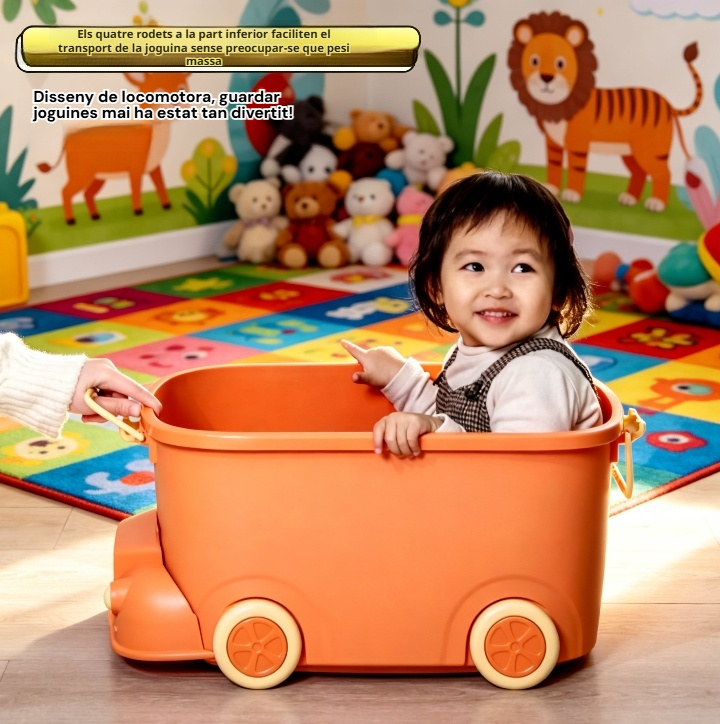 Caixa d'emmagatzematge de joguines infantil amb forma de locomotora