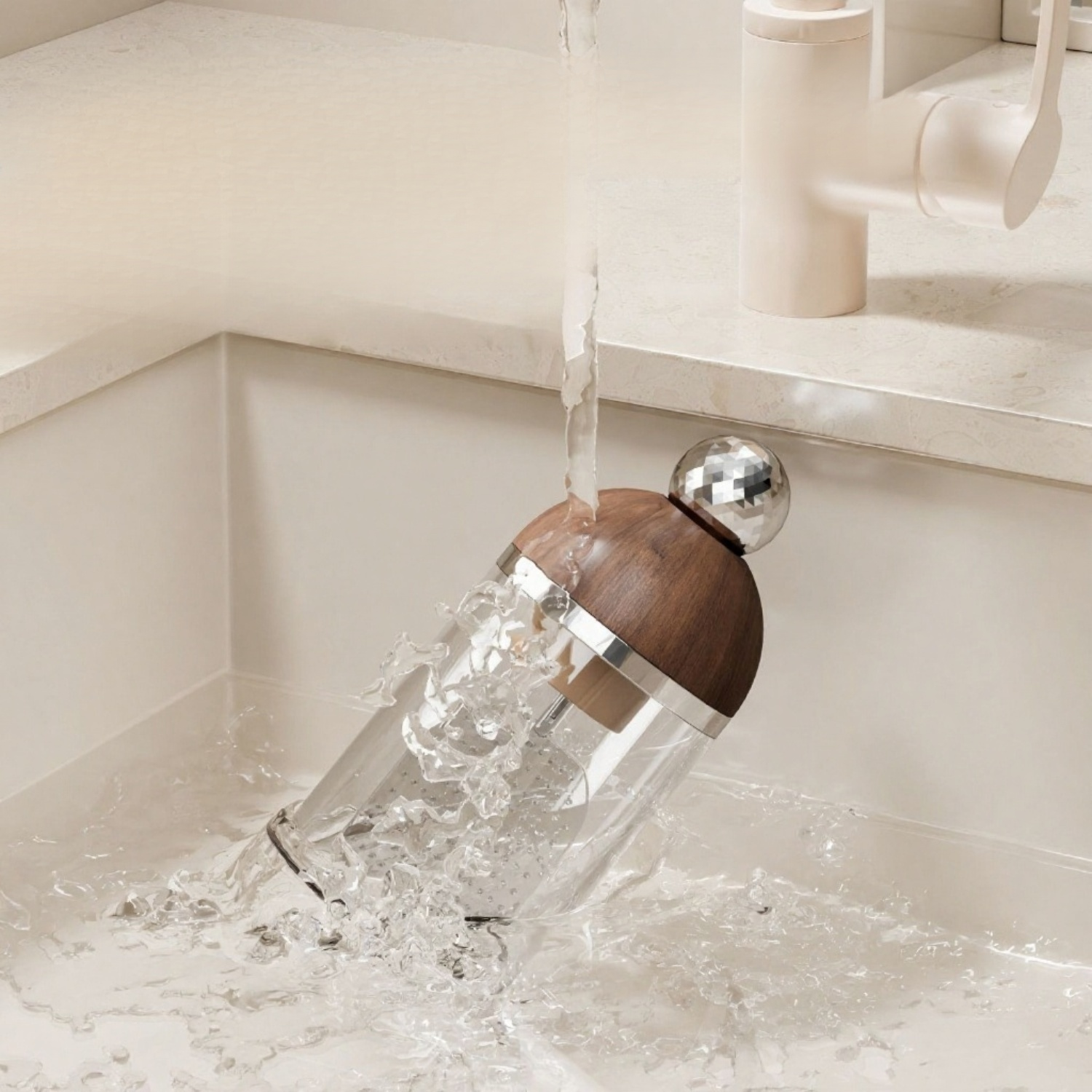 Limpiador facial eléctrico doméstico automático con acabado de madera