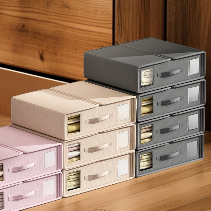 가정용 접이식 수납 정리함 4종 세트 접이식 의류 수납함 서랍형 가정용 정리함 접이식 수납 옷장 수납함