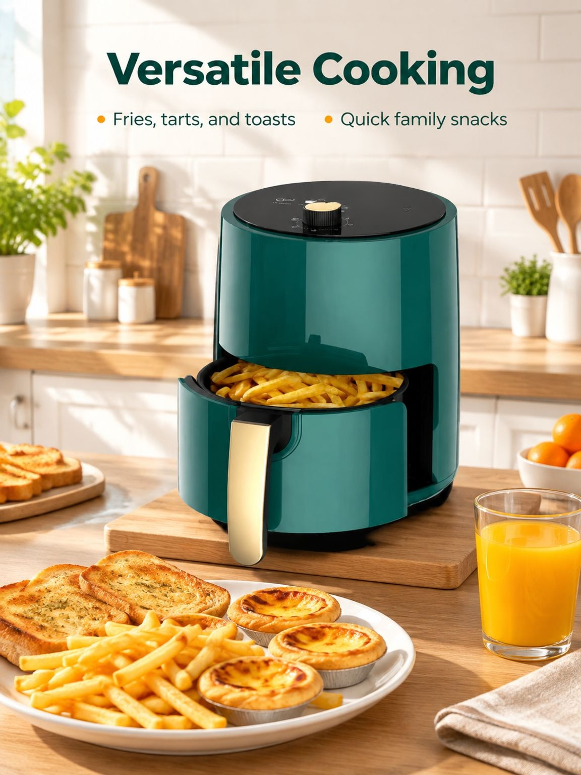 All-in-one air fryer with spacious cooking basket