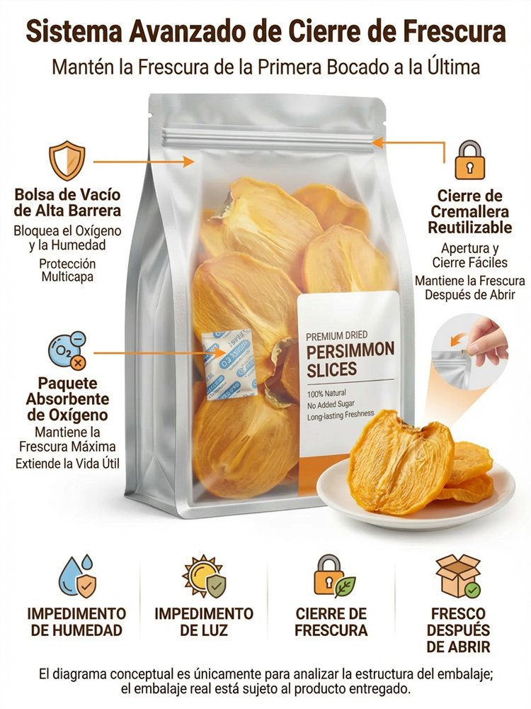 Rodajas de Caqui Seco, Elaboradas con Fruta  Fresca Seleccionada