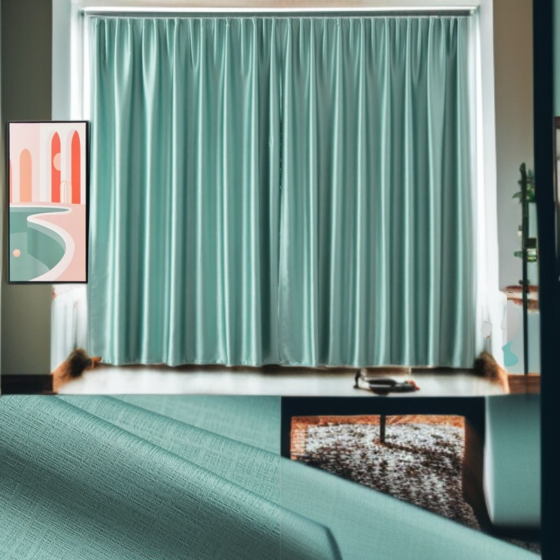 寝室の完全な遮光カーテン自己接着日除けの生地はパンチ穴の取付けの日焼け止めの熱絶縁材のカーテンを放します