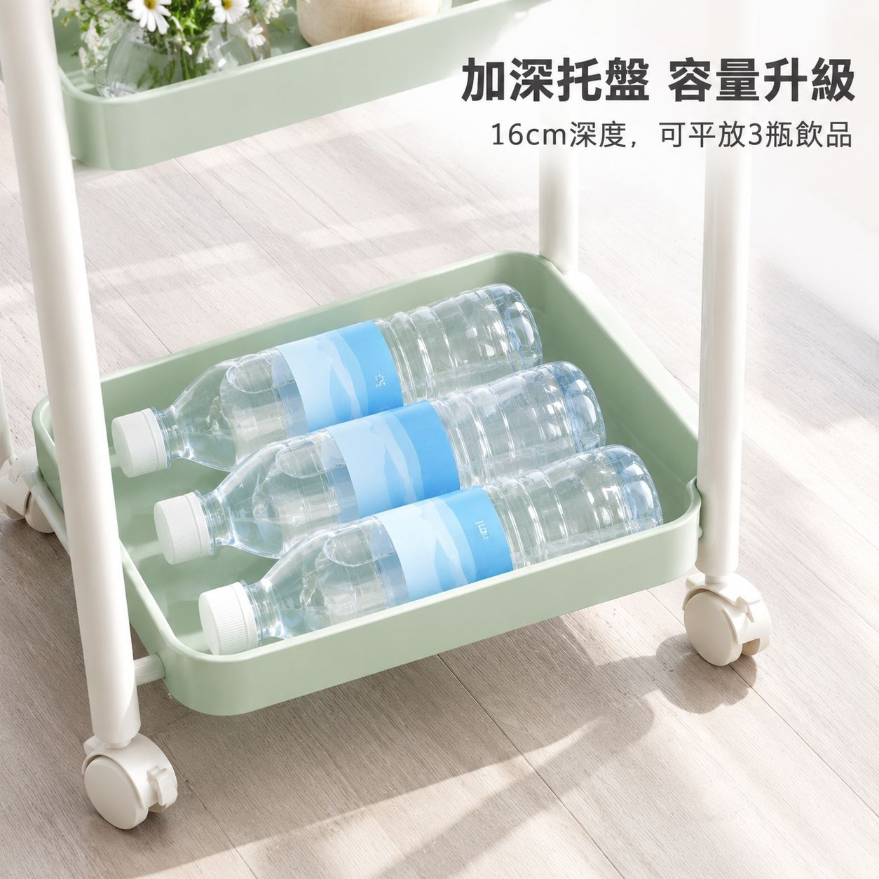 奶油風可移動邊几小推車帶輪置物架臥室床頭櫃客廳迷你茶几收納架