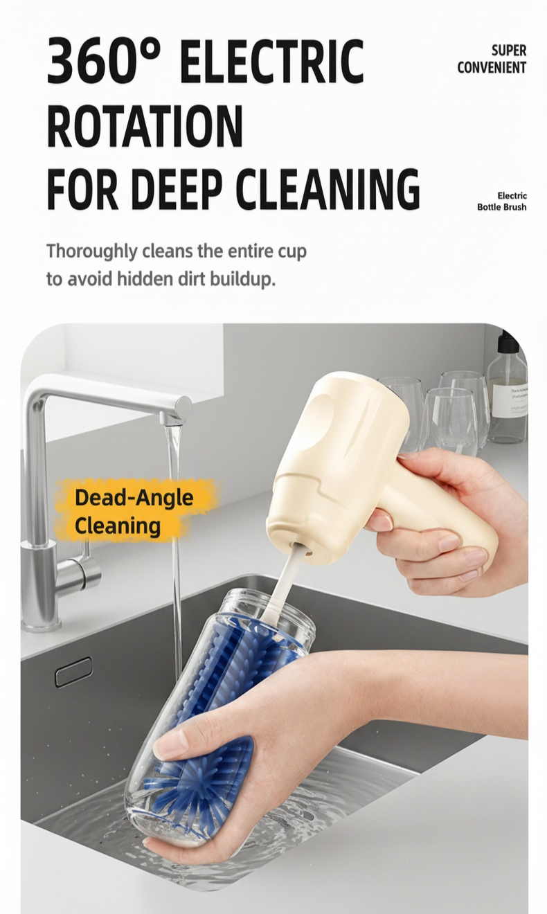 Convenient Electric Bottle Brush with ergonomic handle