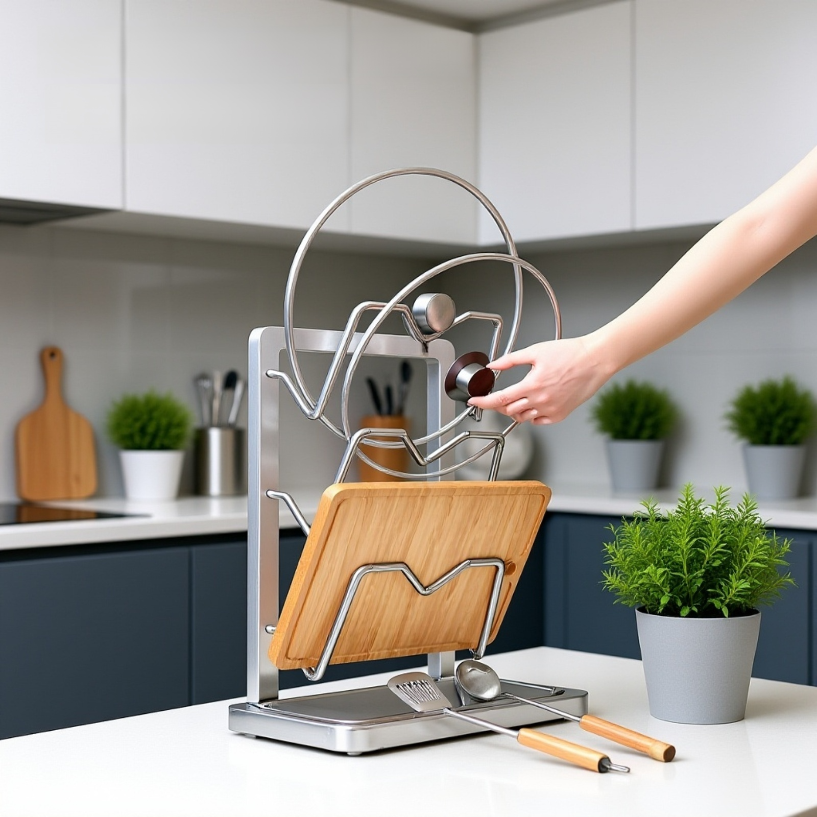 調理器具を収納した多機能ラック