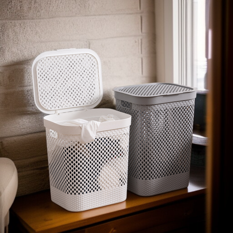 Koupelnový koš na špinavé prádlo z ratanu, úložný koš