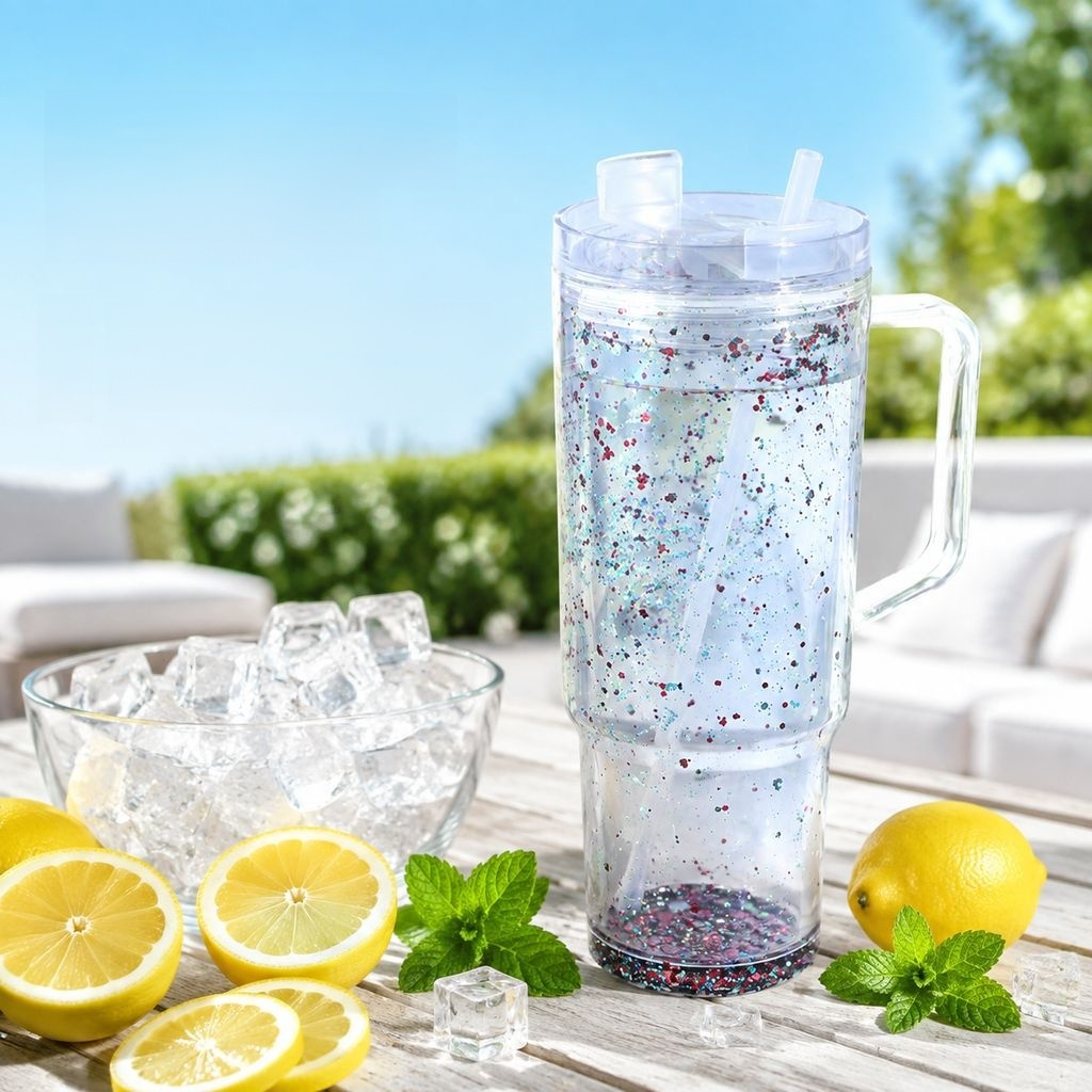 Double-Layer Plastic Cup with Lid