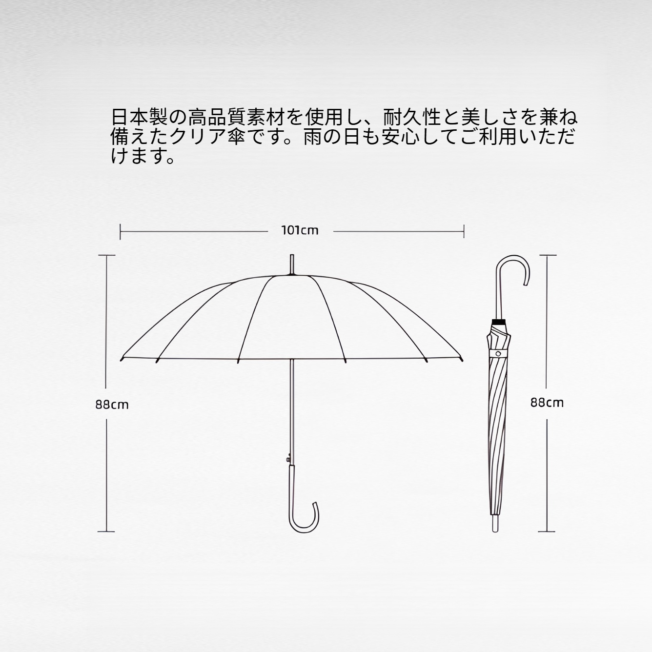 小さくて新鮮な日本製クリア傘
