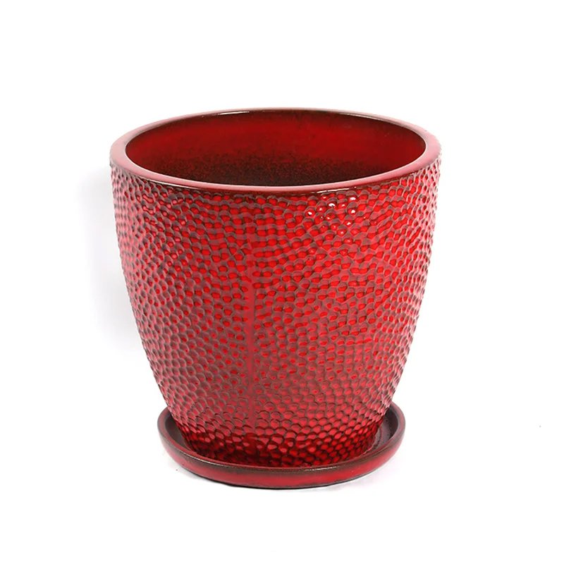 Large ceramic tile planting wooden bowl