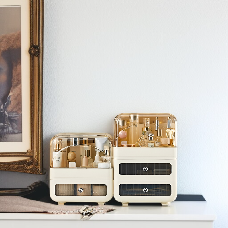 Large Capacity Dustproof Cosmetic Storage Box Desktop Organizer