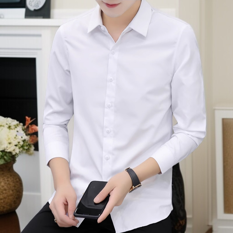 남자 겨울 기모 도톰 슬림 긴팔 셔츠 비즈니스 기모 남성 겨울 도톰 셔츠