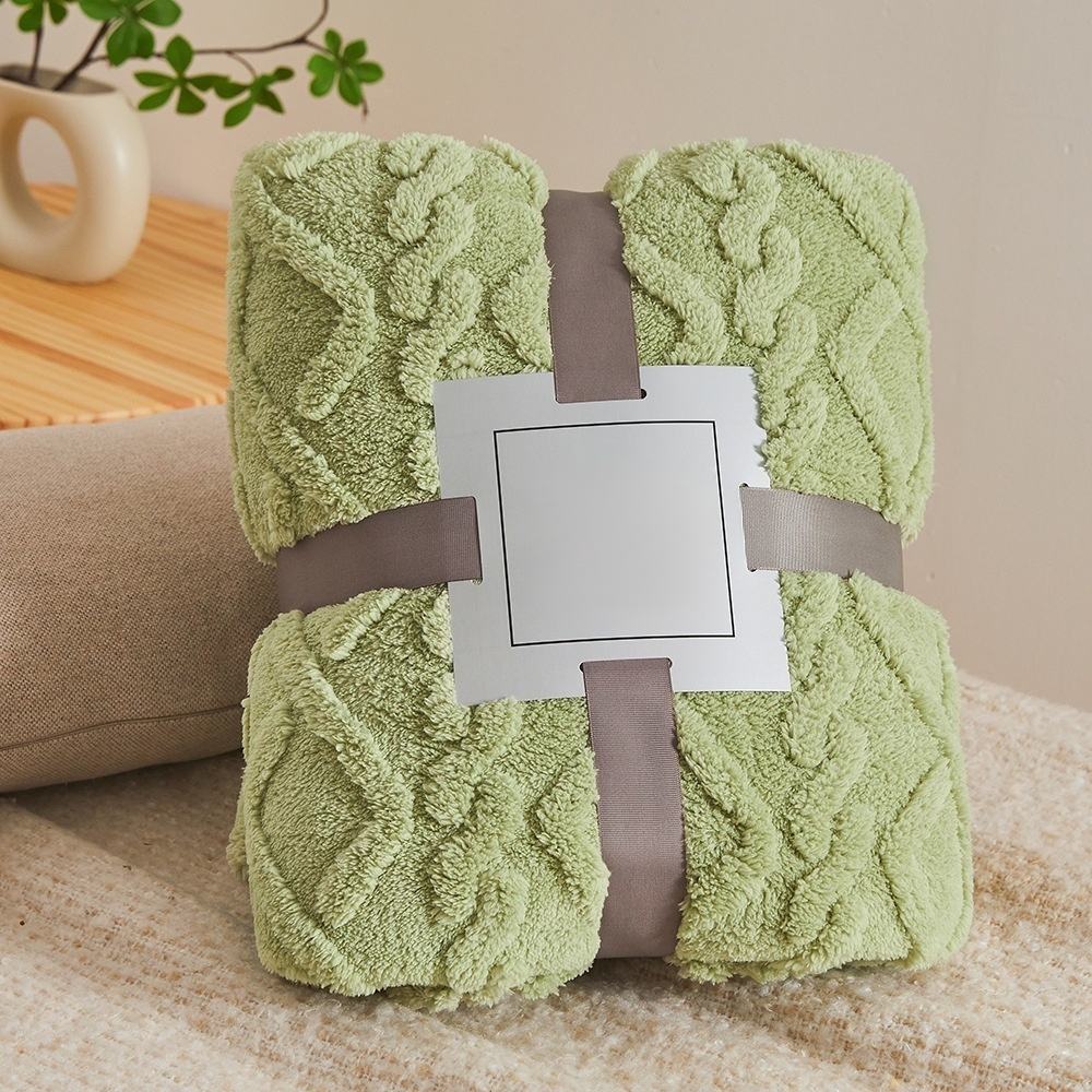 Manta de terciopelo coral AB, doble cara, jacquard de franela