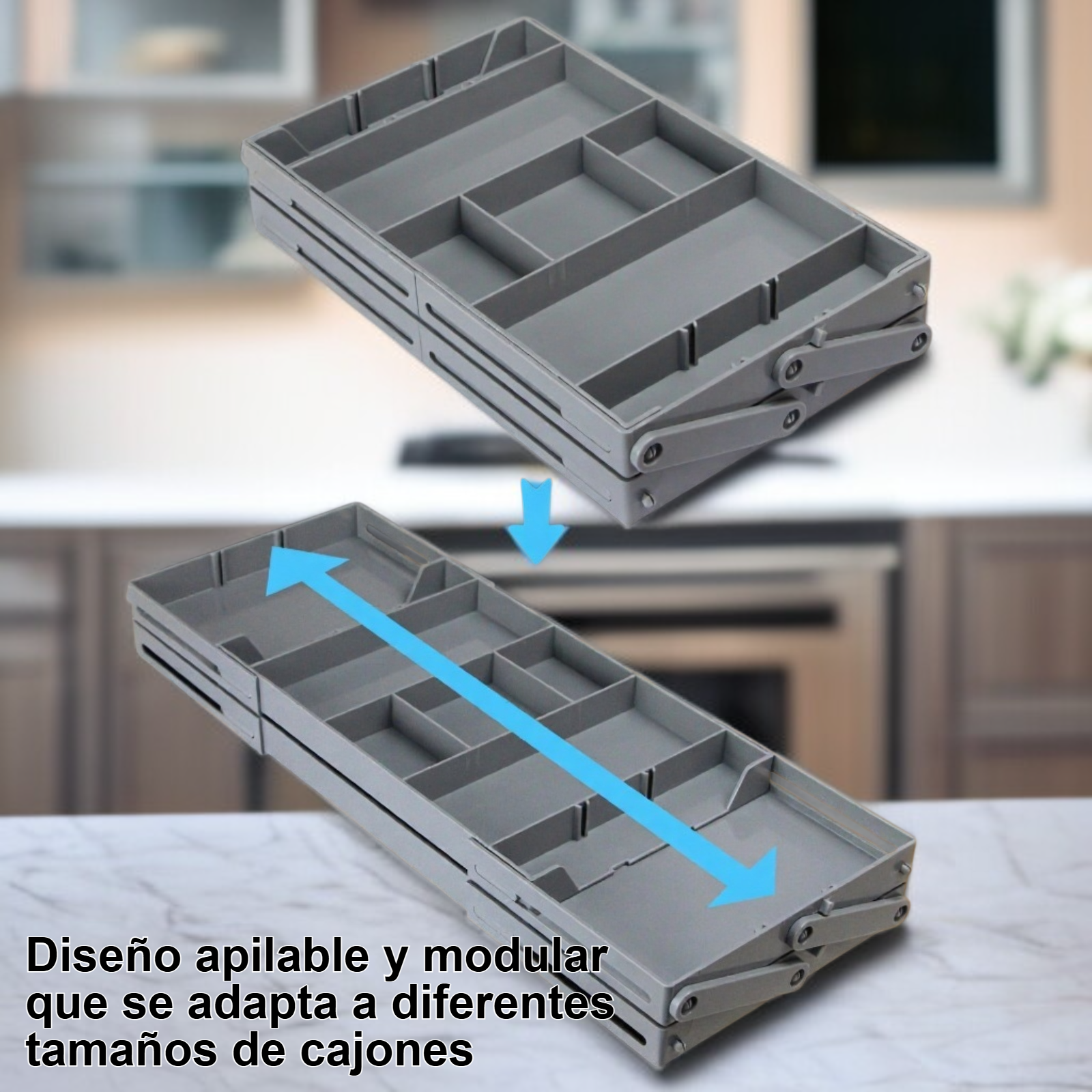 Cajas de almacenamiento para cajones de cocina en uso