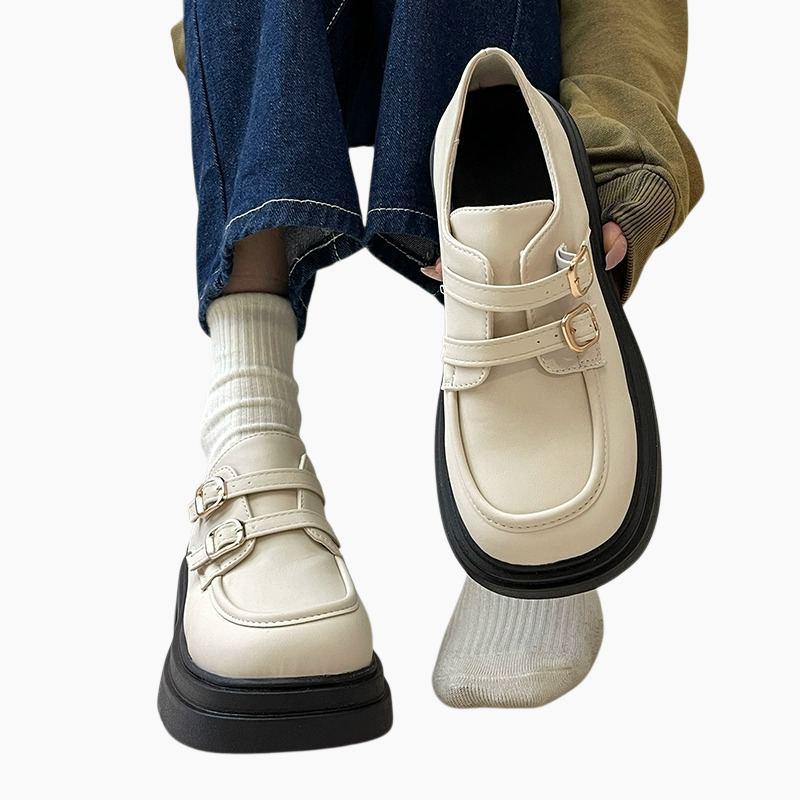 빈티지 통굽 키높이 여성 단화 여름 송편창 작은 구두 스커트 단화 여 빈티지 통굽 키높이 작은 구두