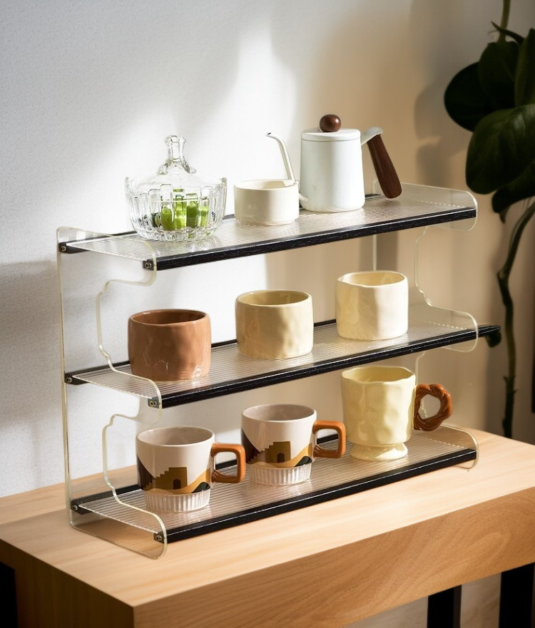 Compact storage rack for workspace essentials