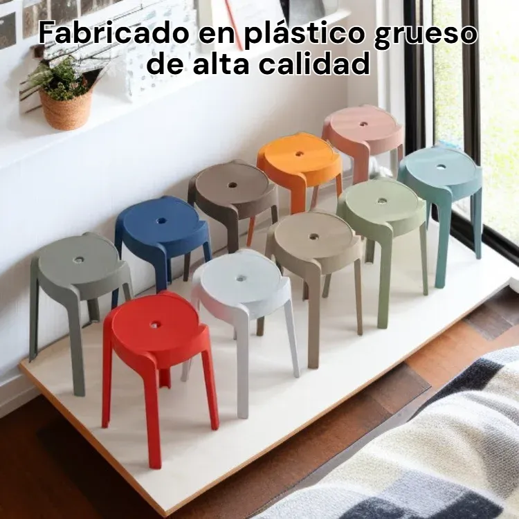 Taburete redondo de plástico grueso apilable para comedor