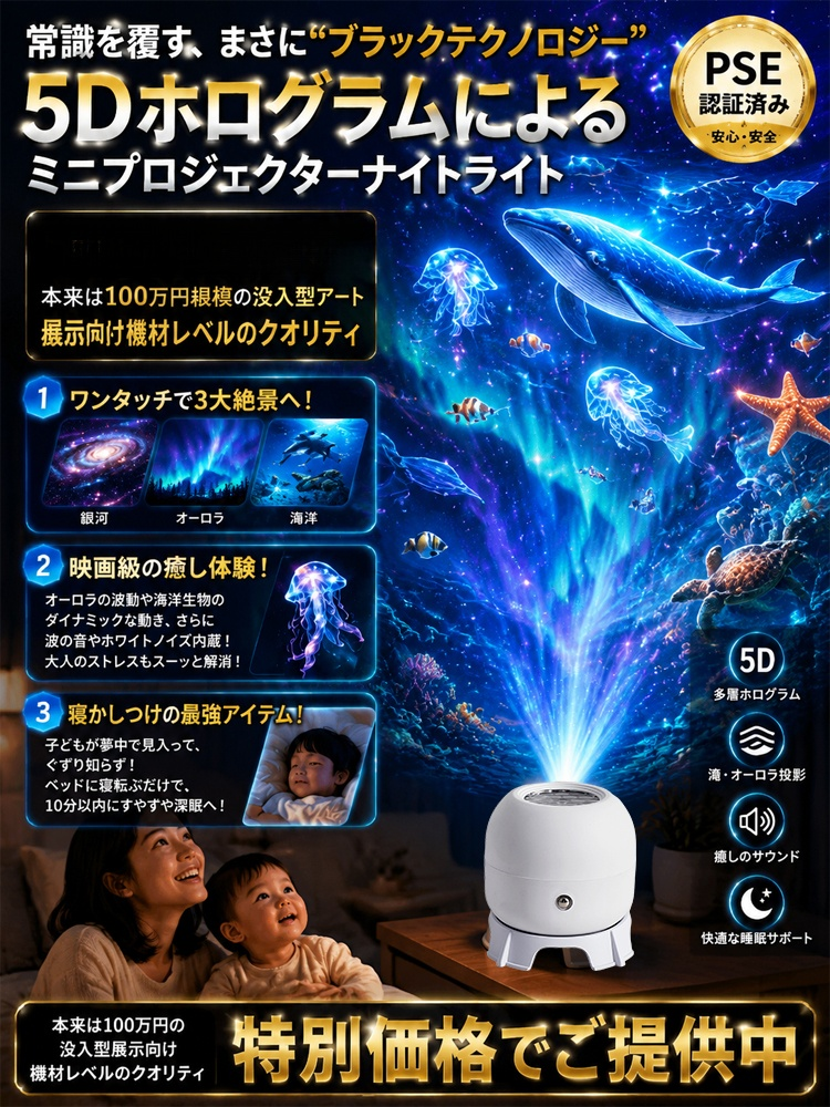 【幻想空間を演出】回転式プロジェクターライト