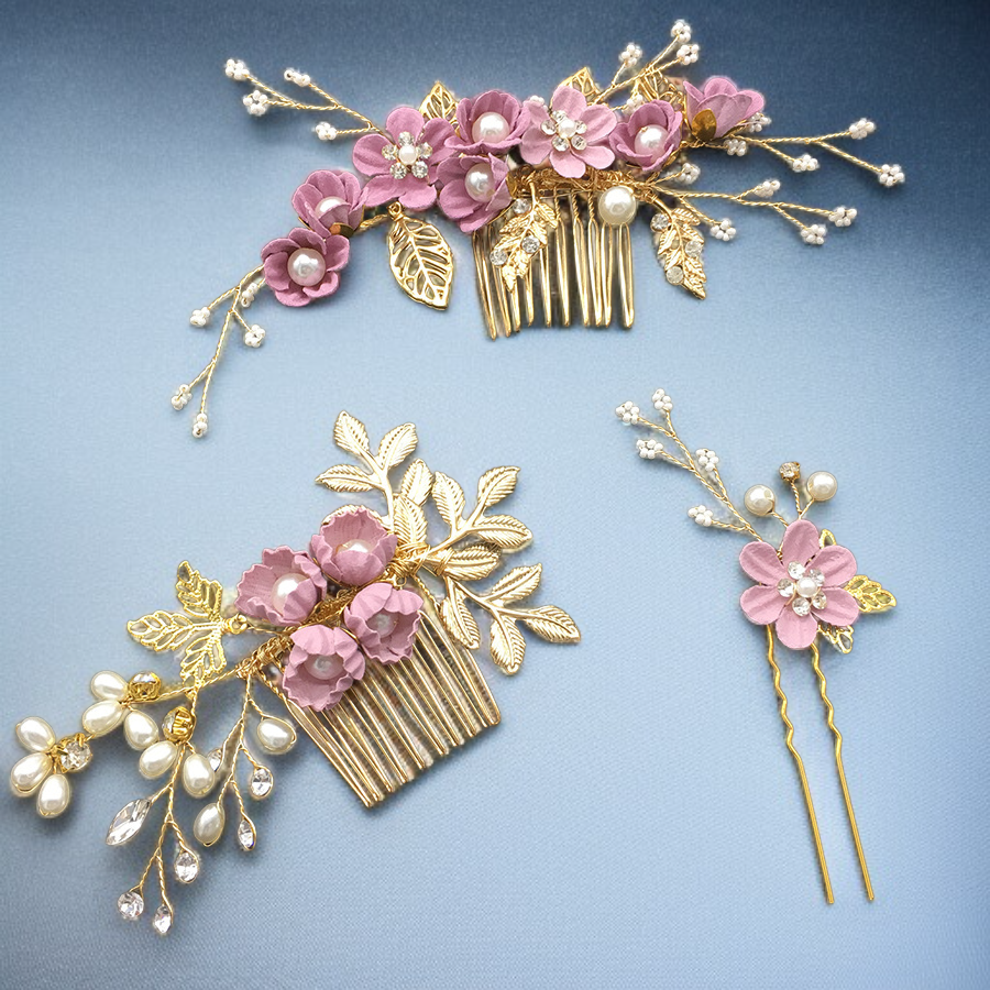 여성 헤어 액세서리 추천 블루 플라워 핀