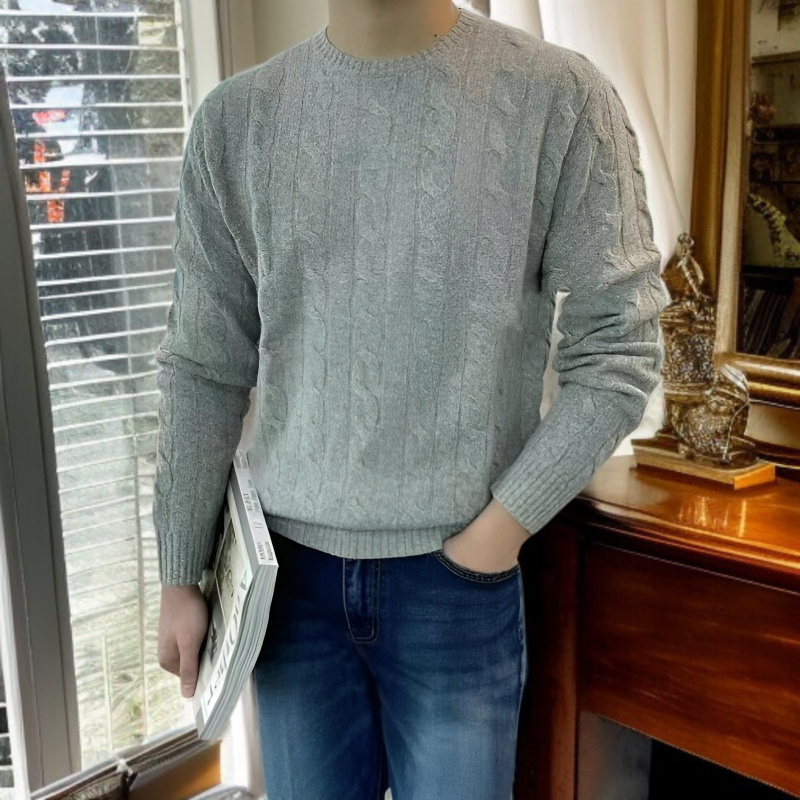 추동 커플 라프 꽈배기 자수 스웨터 여 포니 라운드 니트 스웨터