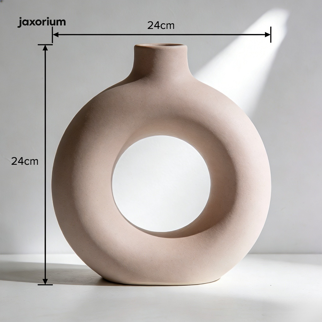 Minimalist vase ornament on wooden desk