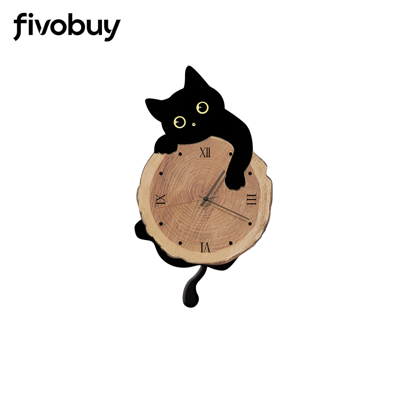 นาฬิกาติดผนังรูปแมวเรียบง่าย