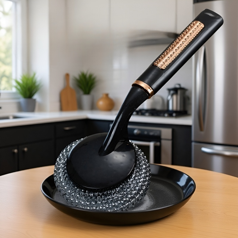 Cepillo de cocina de alambre con mango largo, lavador de ollas antiadherente, multifuncional