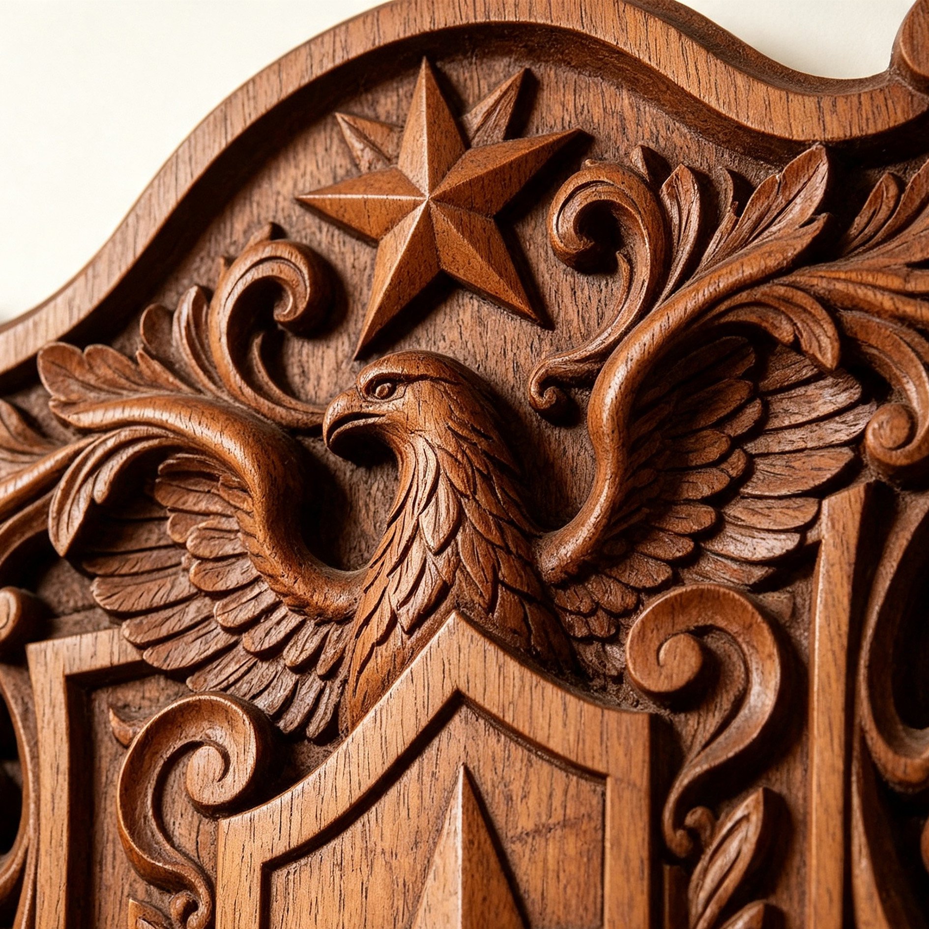 Eagle Star Wooden Carved Shield