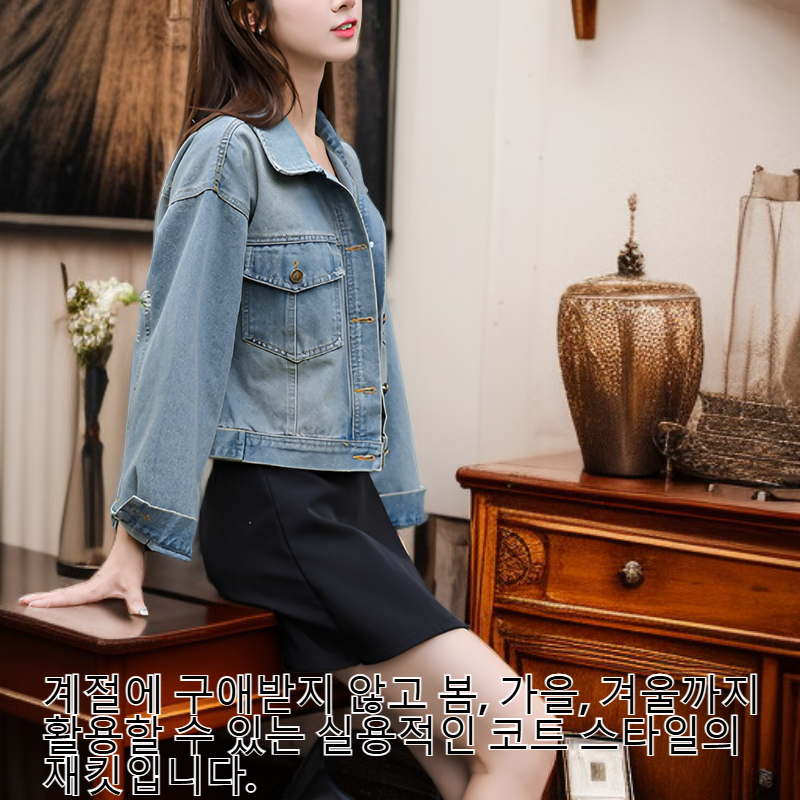 여성 트렌디 데님 코트