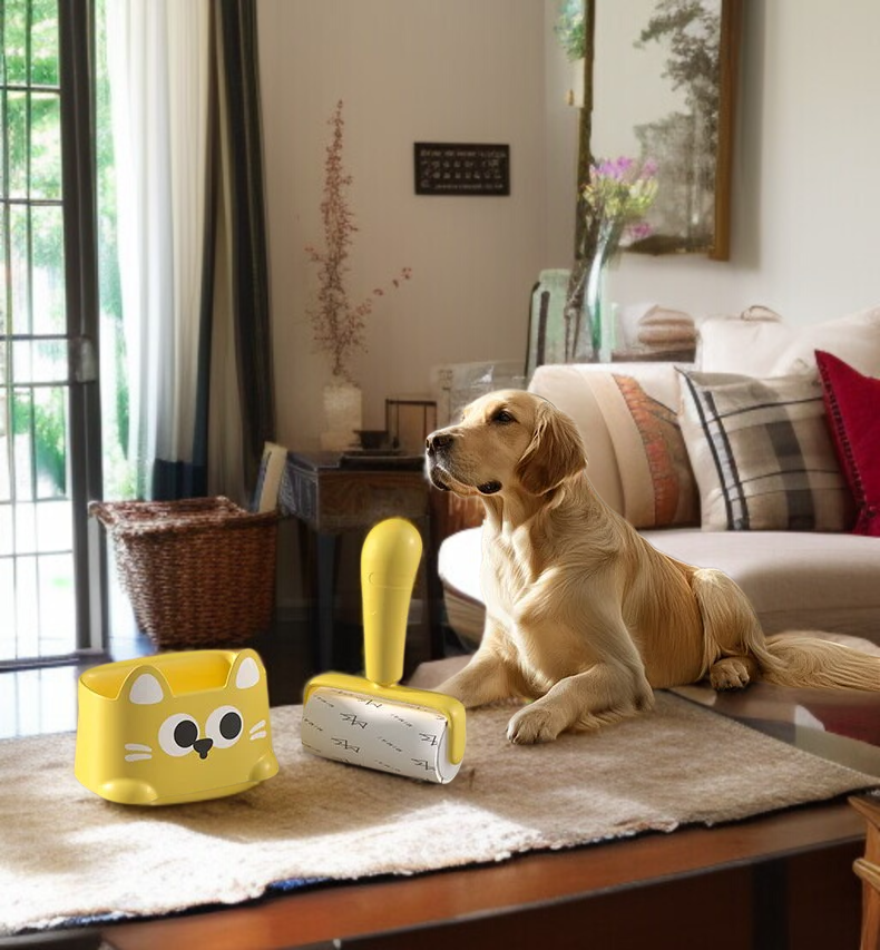 猫と毛取りセットの可愛いイラスト