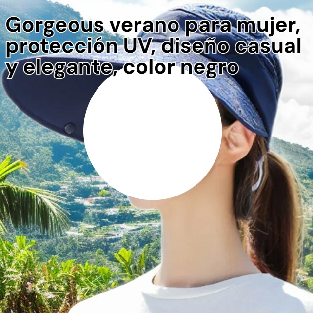 Gorro de verano para mujer, con protección UV, diseño casual y elegante, color negro