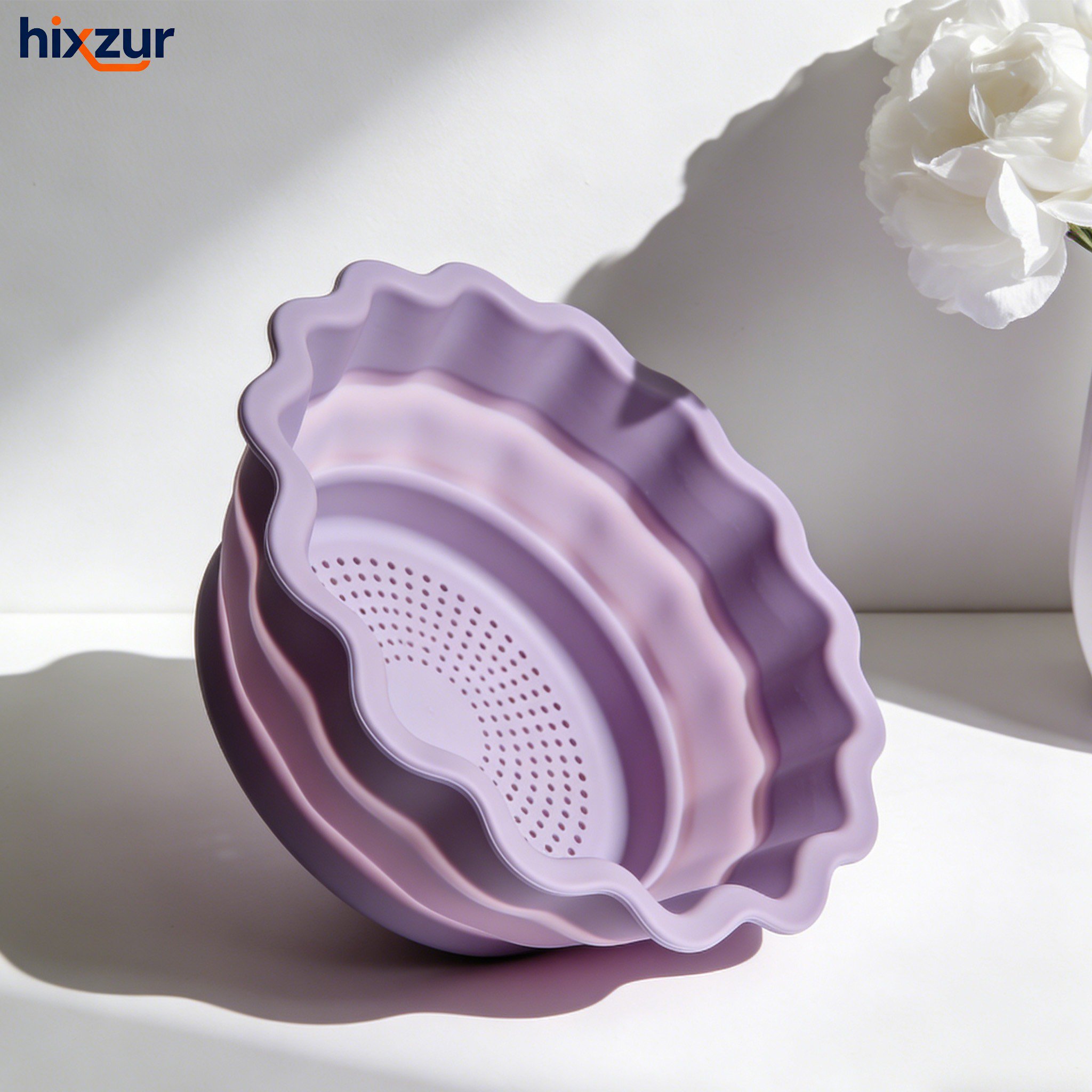 ตะกร้าสำหรับกรองน้ำแบบพับได้ ทำจากซิลิโคนเกรดอาหาร (3 ชิ้น)