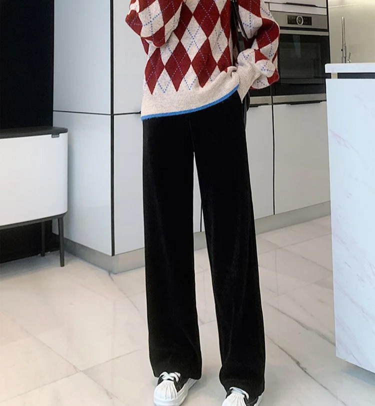 Chenille-Hose mit weitem Bein
