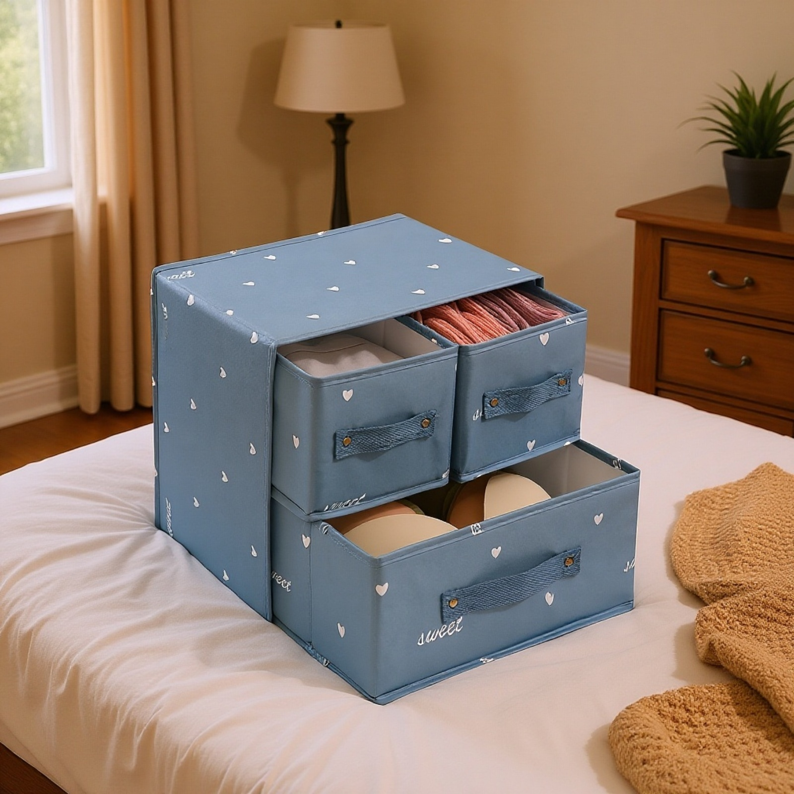 新しい引き出し式衣類収納ボックス収納家庭用バスケットボックス収納ボックス布製ワードローブ収納ボックス衣類大型ボックス