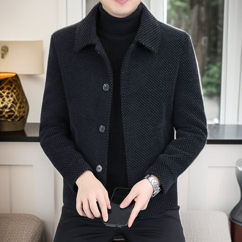남자 기모직 재킷 도톰 기모직 재킷 데일리 통근 캐주얼 상의 가을 겨울 숏 코트