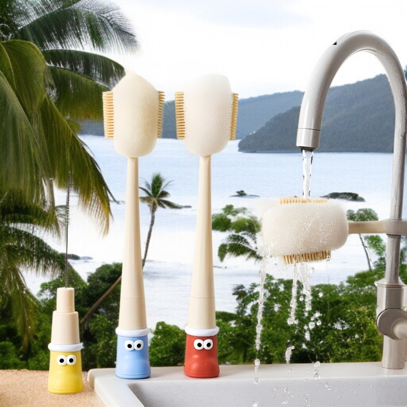 오인원 긴 손잡이 젖병 청소 스펀지 브러쉬 가정용 청소 다용도 컵솔 텀블러 뚜껑 브러쉬