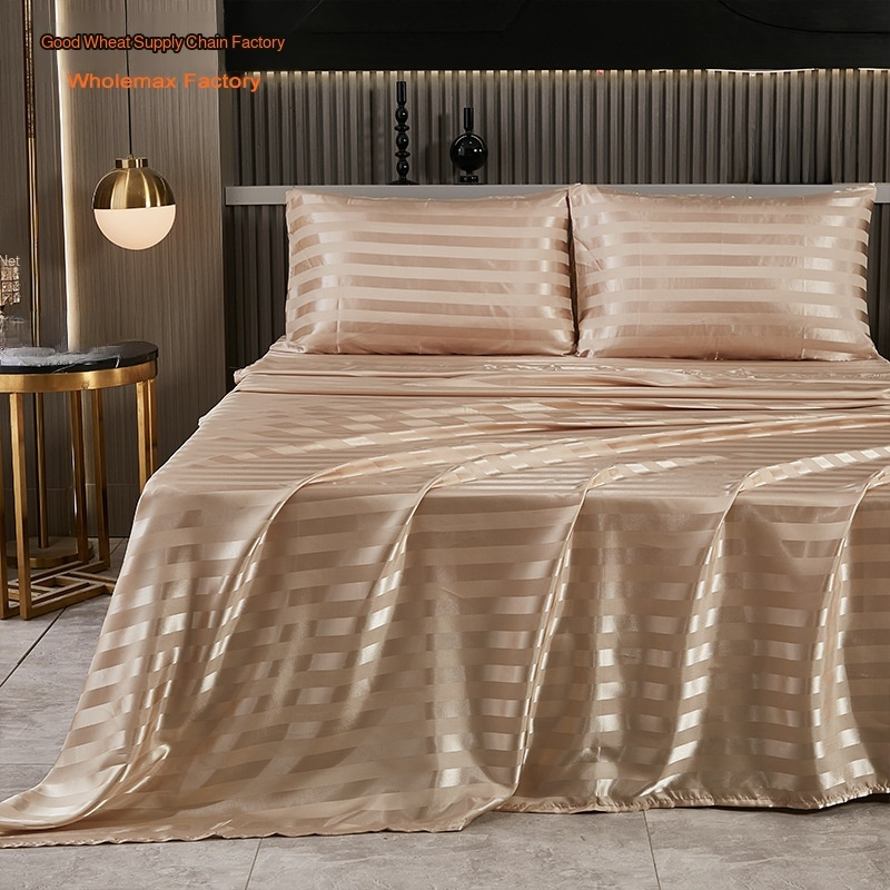 Three piece set of silk satin bed sheets