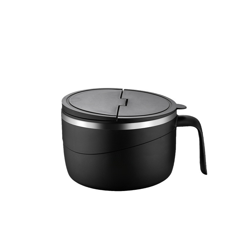 Bol de fideos aislado con tapa de acero inoxidable