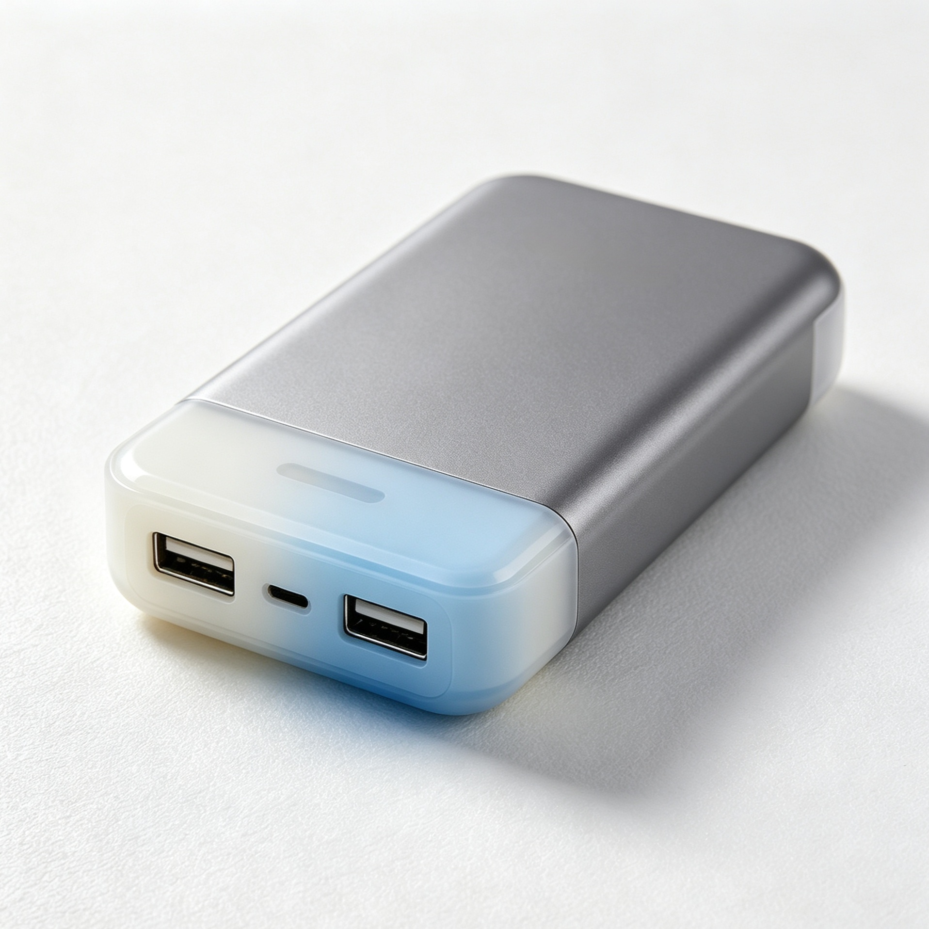 Portable power bank charging smartphone