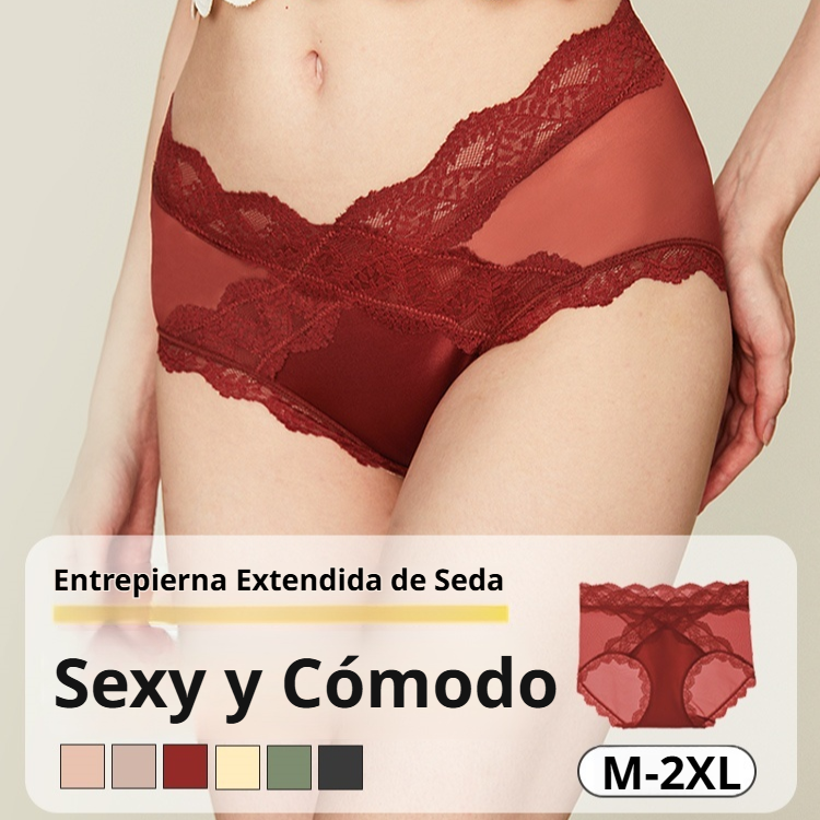 Encantadora y sensual braguita de encaje con diseño cruzado en la cintura