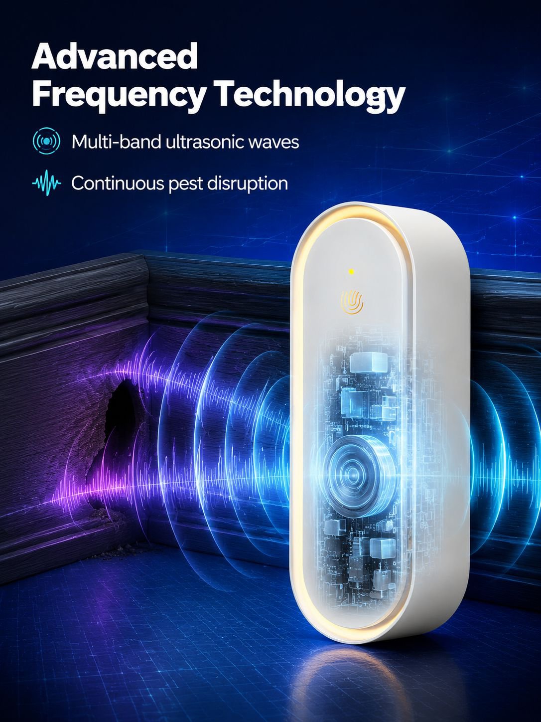Ultrasonic Mouse and Mosquito Repellent device plugged in wall socket