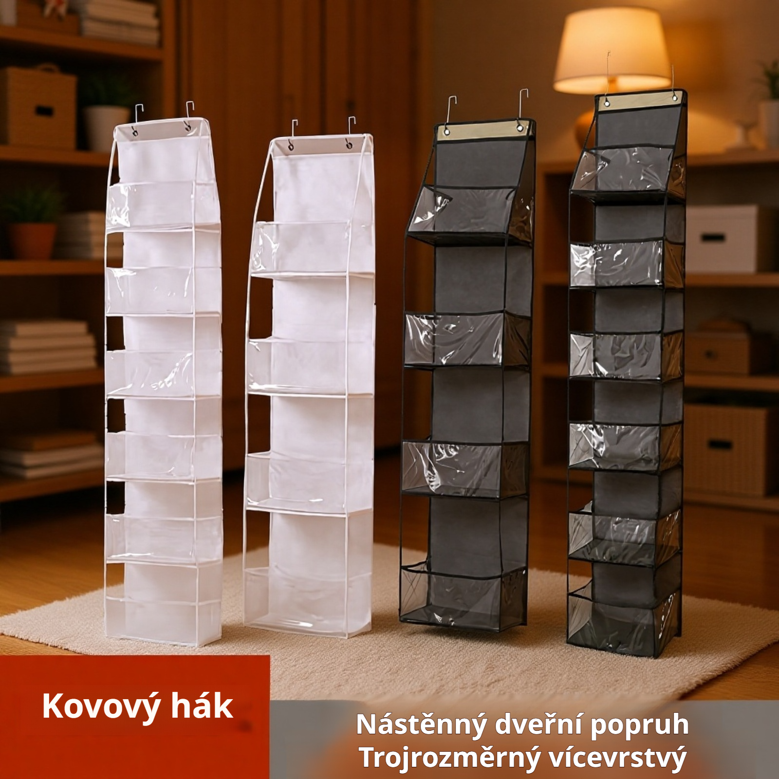 Multifunkční závěsný organizér na oblečení a hračky, nástěnný za dveře