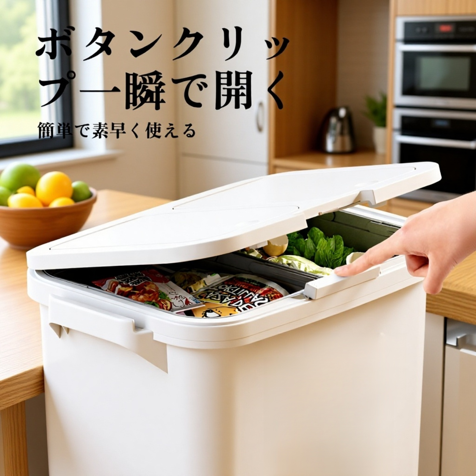 蓋付きゴミ箱の開閉イメージ