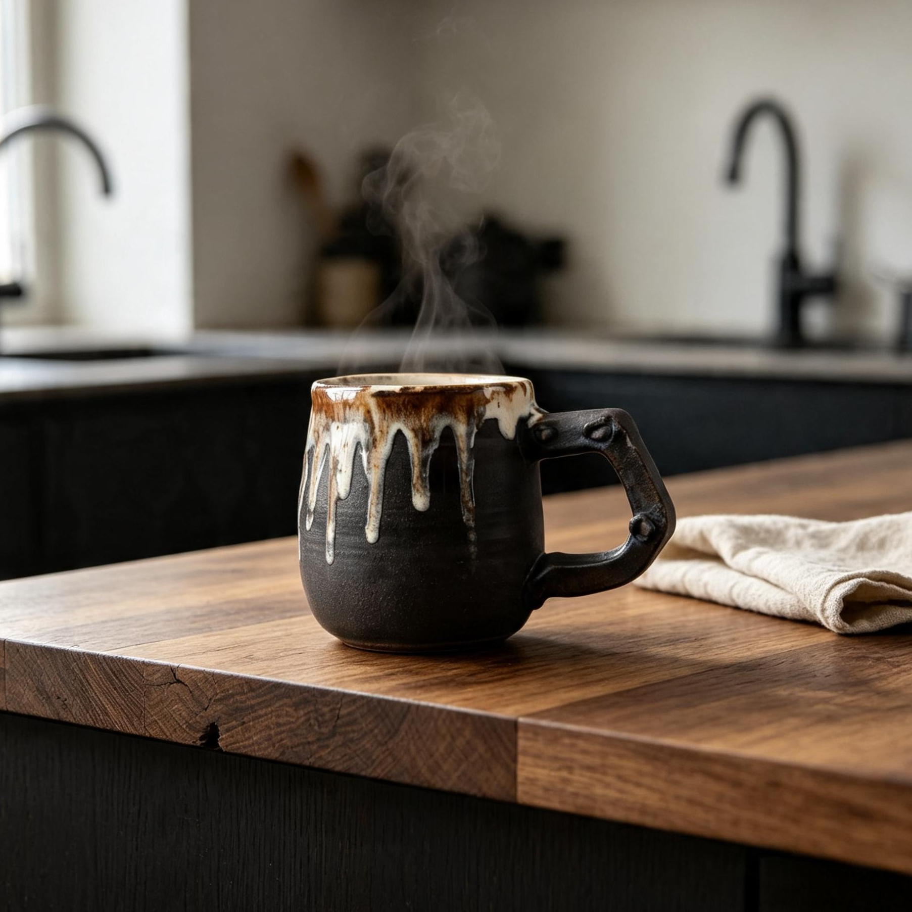Art-inspired ceramic mug for tea and coffee