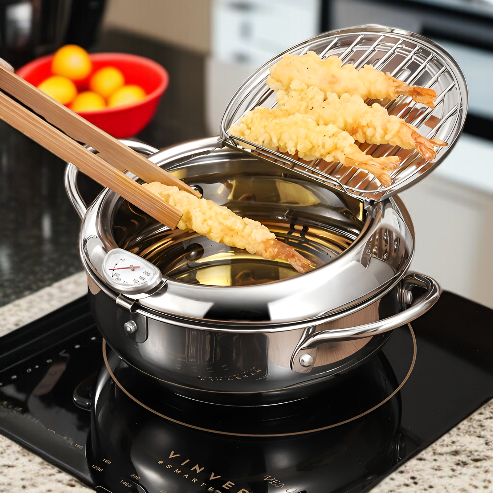 天ぷら鍋 揚げ物鍋 揚げ物 鍋 天ぷら 油鍋 揚げ鍋 フライ鍋 温度計付 油切り 蓋付
