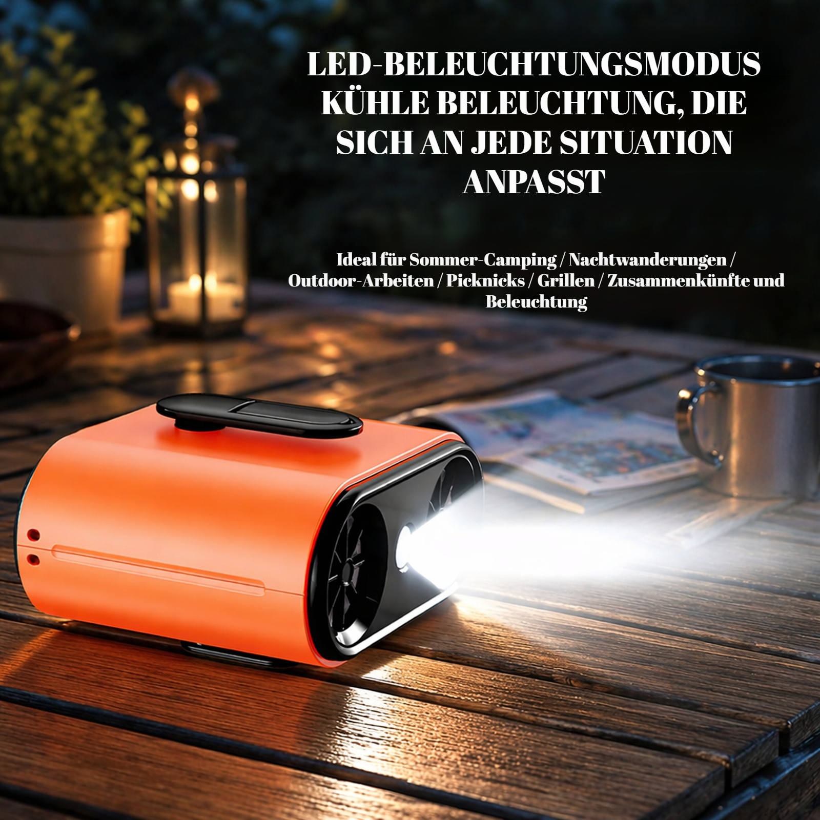 Tragbarer Mini-Ventilator mit Doppelauslass, zum Umhängen oder Aufstellen auf dem Tisch