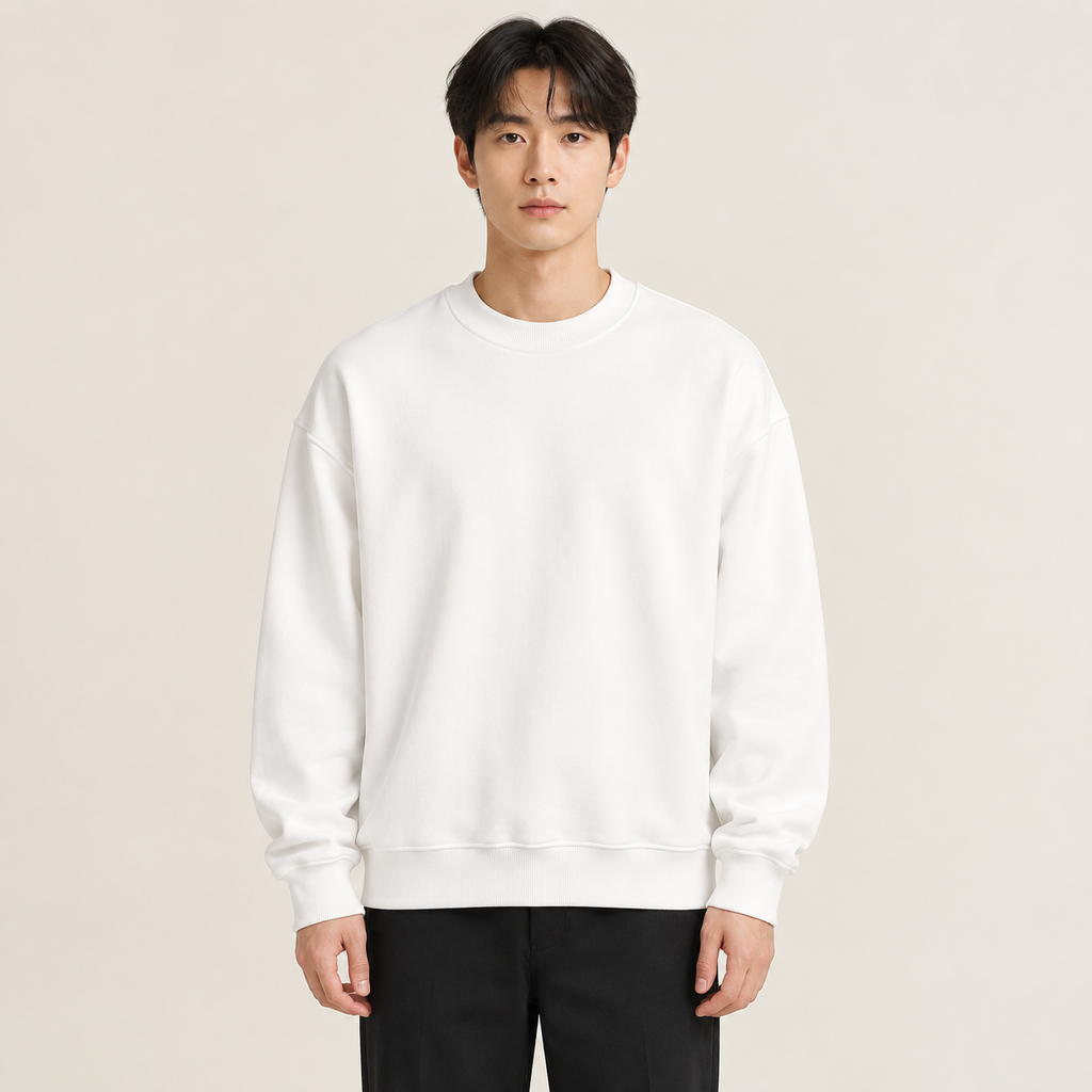 중량감 있는 라운드넥 심플 남성용 봄가을 신상 아메리칸 스타일 후드리스 맨투맨