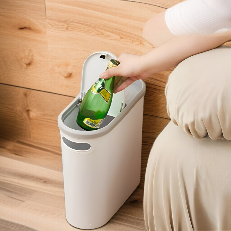 クリエイティブゴミ箱 家庭用トイレゴミ箱 リビングルーム キッチンゴミ箱 バスルーム 隙間ゴミ箱 蓋付き プッシュ式ゴミ箱