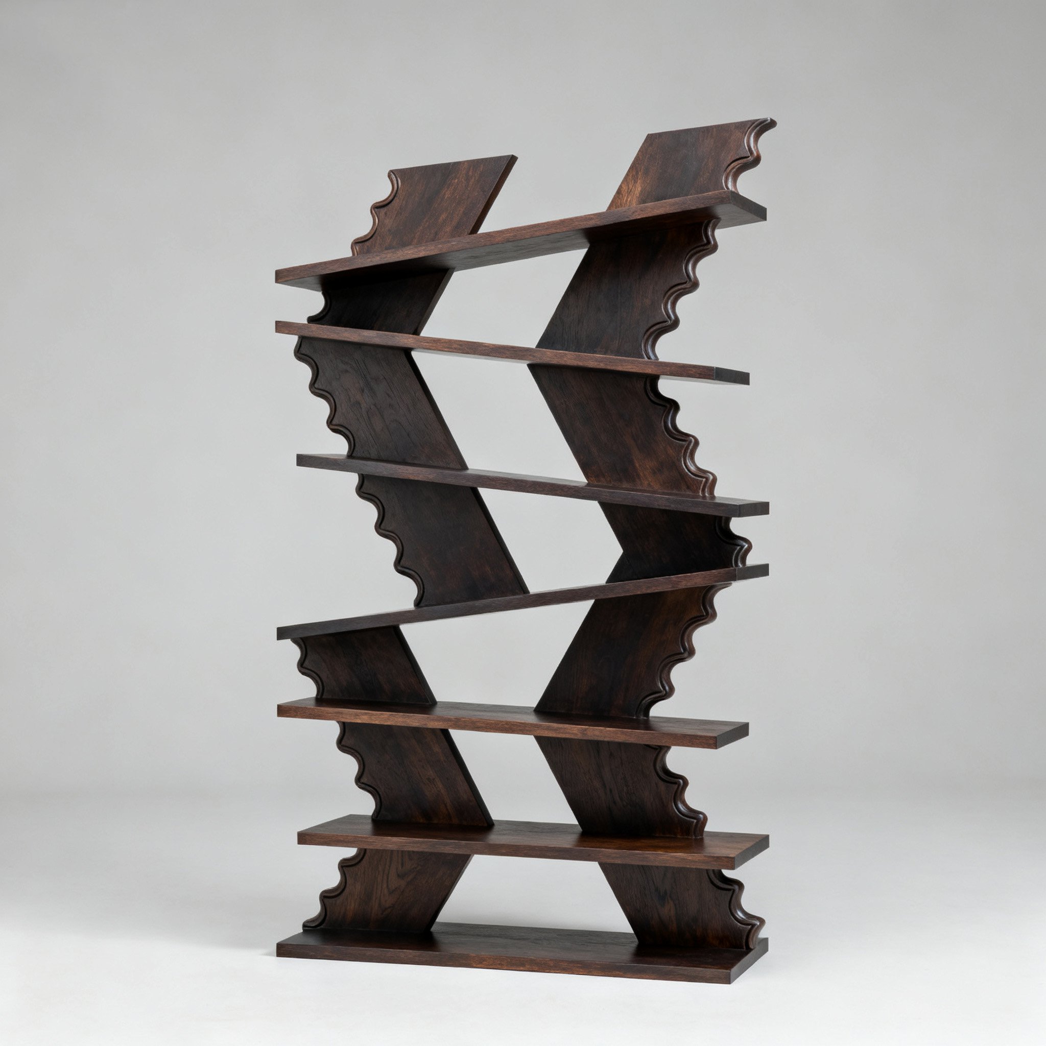 ชั้นวางหนังสือไม้ลายแกะสลักทันสมัย