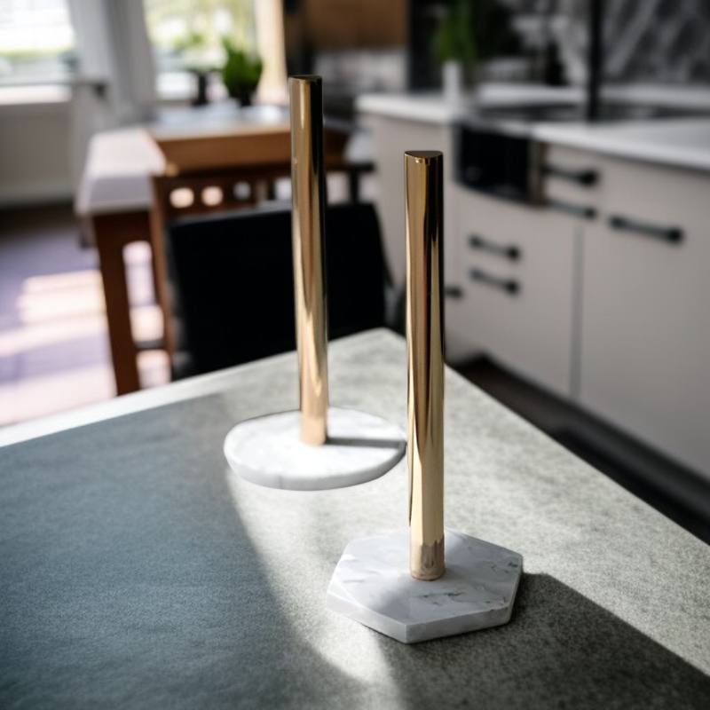 Porta rollos de papel y organizador de plástico film estilo nórdico de mármol para cocina